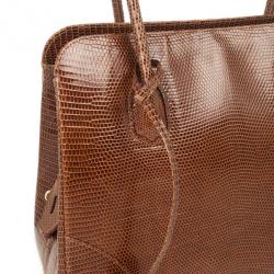 Lana Marks Brown Lizard Large Jet Tote