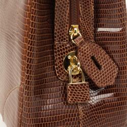 Lana Marks Brown Lizard Large Jet Tote