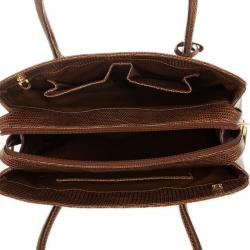 Lana Marks Brown Lizard Large Jet Tote