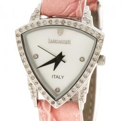 Lancaster White Mother of Pearl stainless Steel Diamond Accented Women's Wristwatch 26 mm