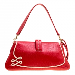 Pre Owned Lancel Red Leather Clutch