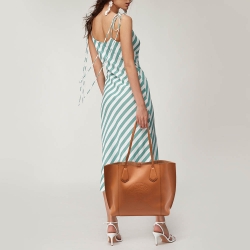 Lancel Camel Leather Shopper Tote