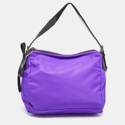 Purple/Black Nylon And Leather Bow June