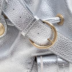 Pre Owned Lancel Silver Leather Premier Flirt Bucket Shoulder Bag