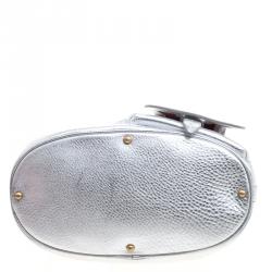 Pre Owned Lancel Silver Leather Premier Flirt Bucket Shoulder Bag