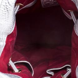 Pre Owned Lancel Silver Leather Premier Flirt Bucket Shoulder Bag