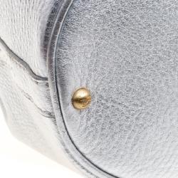 Pre Owned Lancel Silver Leather Premier Flirt Bucket Shoulder Bag