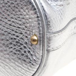 Pre Owned Lancel Silver Leather Premier Flirt Bucket Shoulder Bag