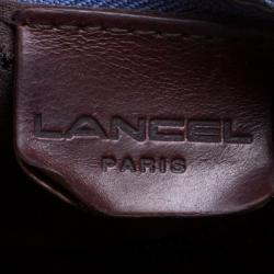 Pre Owned Lancel Metallic Blue Nylon Miss Bowling Hobo