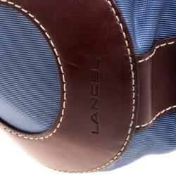 Pre Owned Lancel Metallic Blue Nylon Miss Bowling Hobo