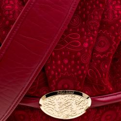 Lancel Red Alcantara Embroidered Le Brigitte Bardot Bucket Bag