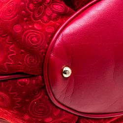 Lancel Red Alcantara Embroidered Le Brigitte Bardot Bucket Bag