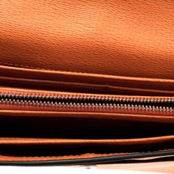 Lancel Orange Leather Enveloppe Continental Wallet 