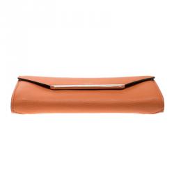 Lancel Orange Leather Enveloppe Continental Wallet 