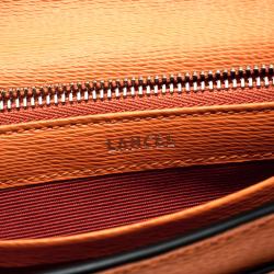 Lancel Orange Leather Enveloppe Continental Wallet 