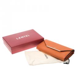 Lancel Orange Leather Enveloppe Continental Wallet 