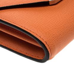 Lancel Orange Leather Enveloppe Continental Wallet 