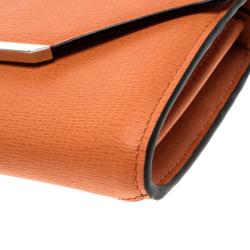 Lancel Orange Leather Enveloppe Continental Wallet 