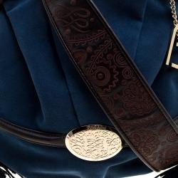 Lancel Blue Suede Le Brigitte Bardot Bucket Bag