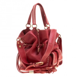 Lancel Red Leather Premiere Flirt Bucket Shoulder Bag