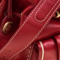 Lancel Red Leather Premiere Flirt Bucket Shoulder Bag