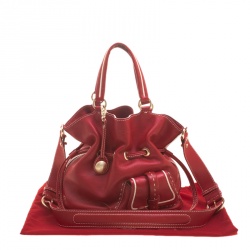 Lancel Red Leather Premiere Flirt Bucket Shoulder Bag