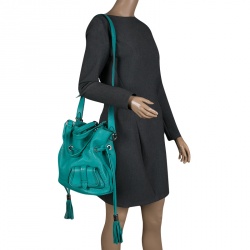 Pre Owned Lancel Green Leather Premiere Flirt Bucket Shoulder Bag