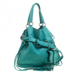 Pre Owned Lancel Green Leather Premiere Flirt Bucket Shoulder Bag