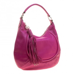 Lancel Fuchsia Leather Delice Hobo