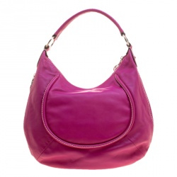 Lancel Fuchsia Leather Delice Hobo