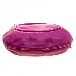 Lancel Fuchsia Leather Delice Hobo