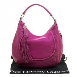 Lancel Fuchsia Leather Delice Hobo