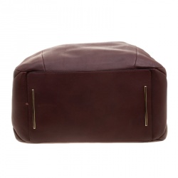 Lancel Burgundy Leather Drawstring Bucket Tote
