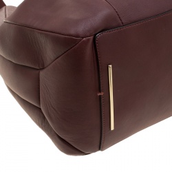 Lancel Burgundy Leather Drawstring Bucket Tote