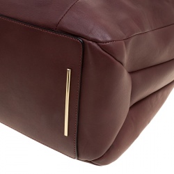 Lancel Burgundy Leather Drawstring Bucket Tote