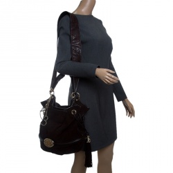 Pre Owned Lancel Brown Suede and Leather Le Brigitte Bardot Hobo