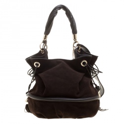 Pre Owned Lancel Brown Suede and Leather Le Brigitte Bardot Hobo