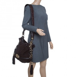 Pre Owned Lancel Brown Suede and Leather Le Brigitte Bardot Hobo