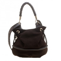 Pre Owned Lancel Brown Suede and Leather Le Brigitte Bardot Hobo