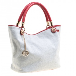 Pre Owned Lancel Grey Fabric French Flair Tote