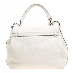 Lancel Off White Grained Leather Medium Charlie De Lancel Top Handle Bag