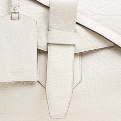 Lancel Off White Grained Leather Medium Charlie De Lancel Top Handle Bag