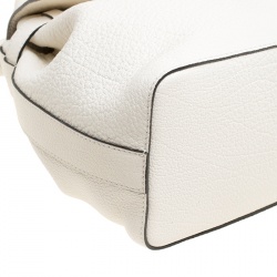 Lancel Off White Grained Leather Medium Charlie De Lancel Top Handle Bag