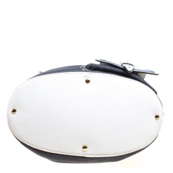 Pre Owned Lancel Blue/White Denim and Leather Premiere Flirt Bucket Shoulder Bag