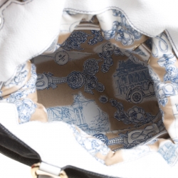 Pre Owned Lancel Blue/White Denim and Leather Premiere Flirt Bucket Shoulder Bag