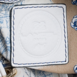 Pre Owned Lancel Blue/White Denim and Leather Premiere Flirt Bucket Shoulder Bag