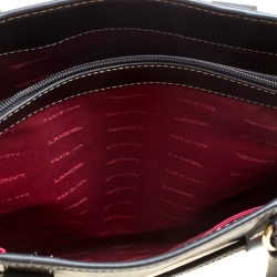 Lancel Lizard Embossed Black Leather Tote