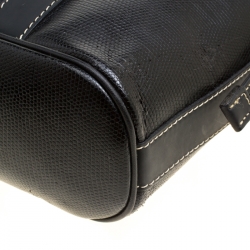 Lancel Lizard Embossed Black Leather Tote