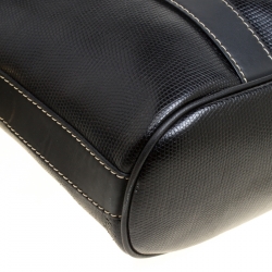 Lancel Lizard Embossed Black Leather Tote