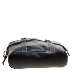 Lancel Lizard Embossed Black Leather Tote